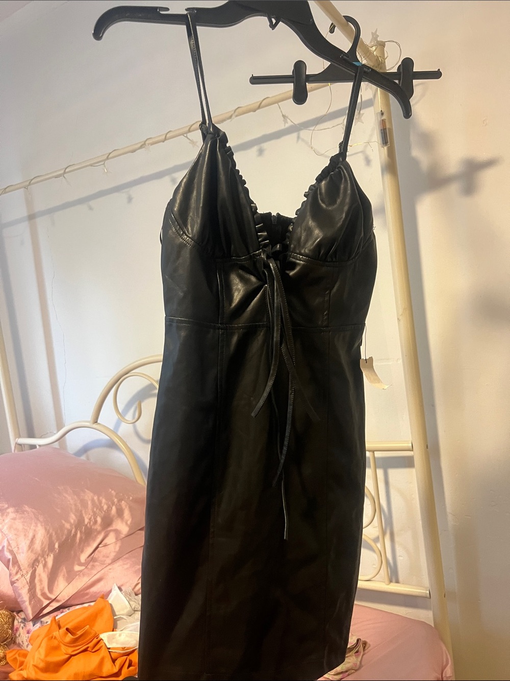 Sleek Black Faux Leather fitted Dress (Little Black Dress)